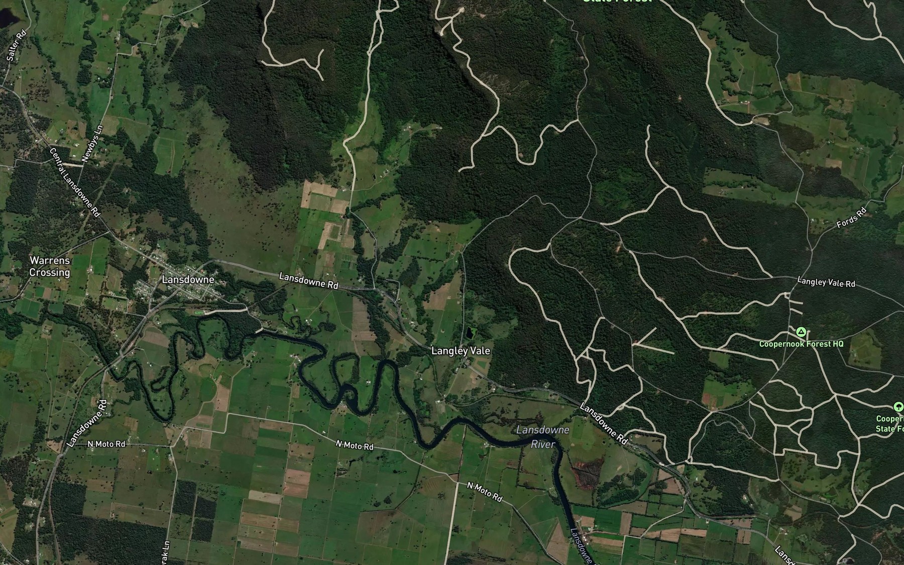 Satellite map of the Koolah Creek