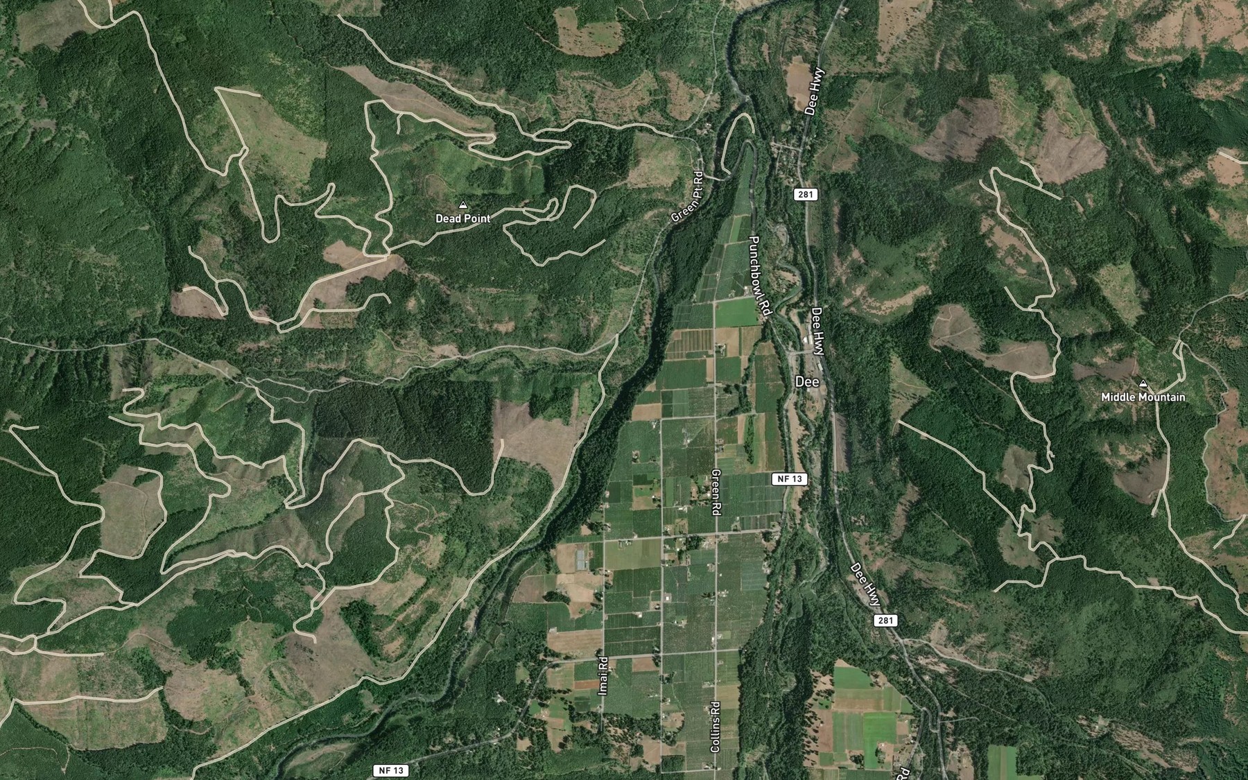 Satellite map of the Green Point Creek