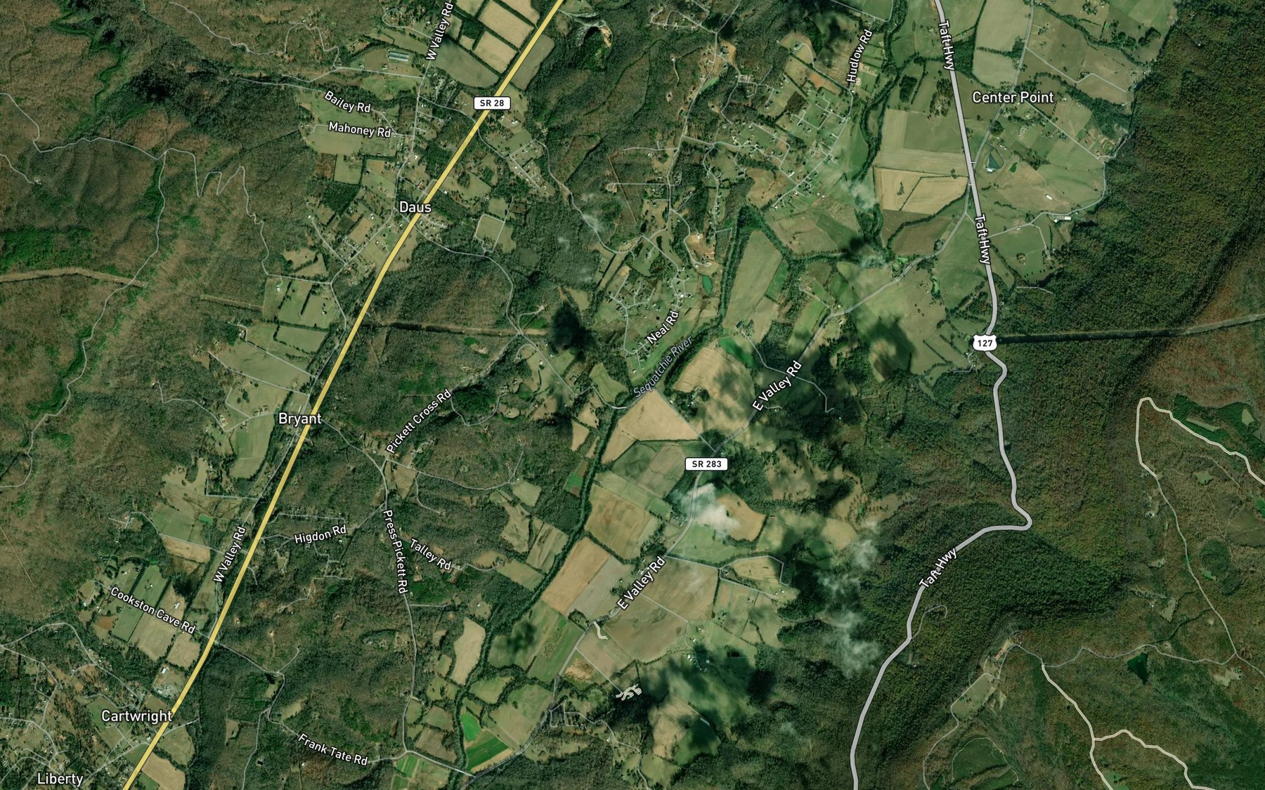 Satellite map of the Woodcock Creek