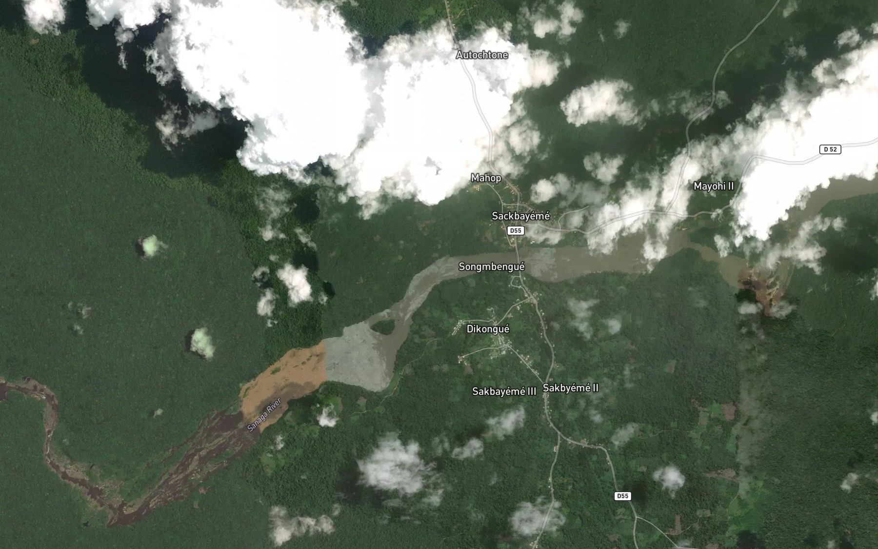 Satellite map of the Sanaga River