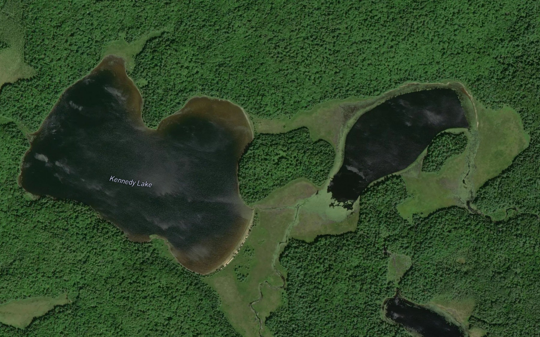 Satellite map of the Kennedy Lake