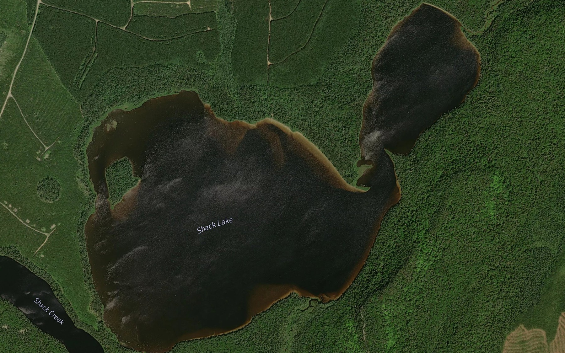 Satellite map of the Shack Lake