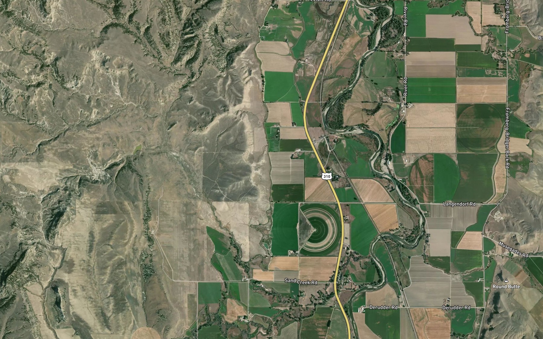 Satellite map of the Sand Creek Extension Ditch
