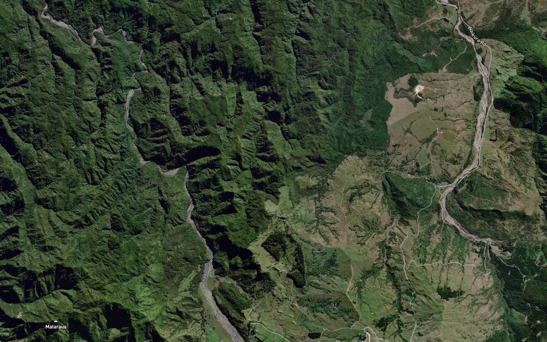 Satellite map of the Makahikatoa Stream