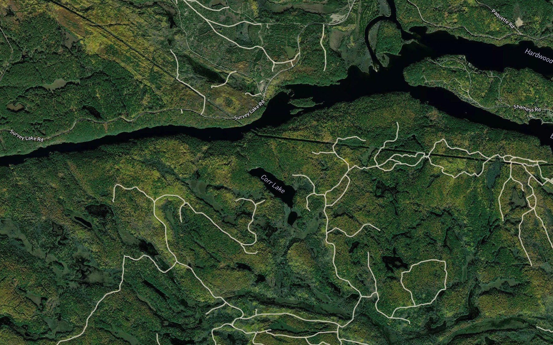 Satellite map of the Spug Creek