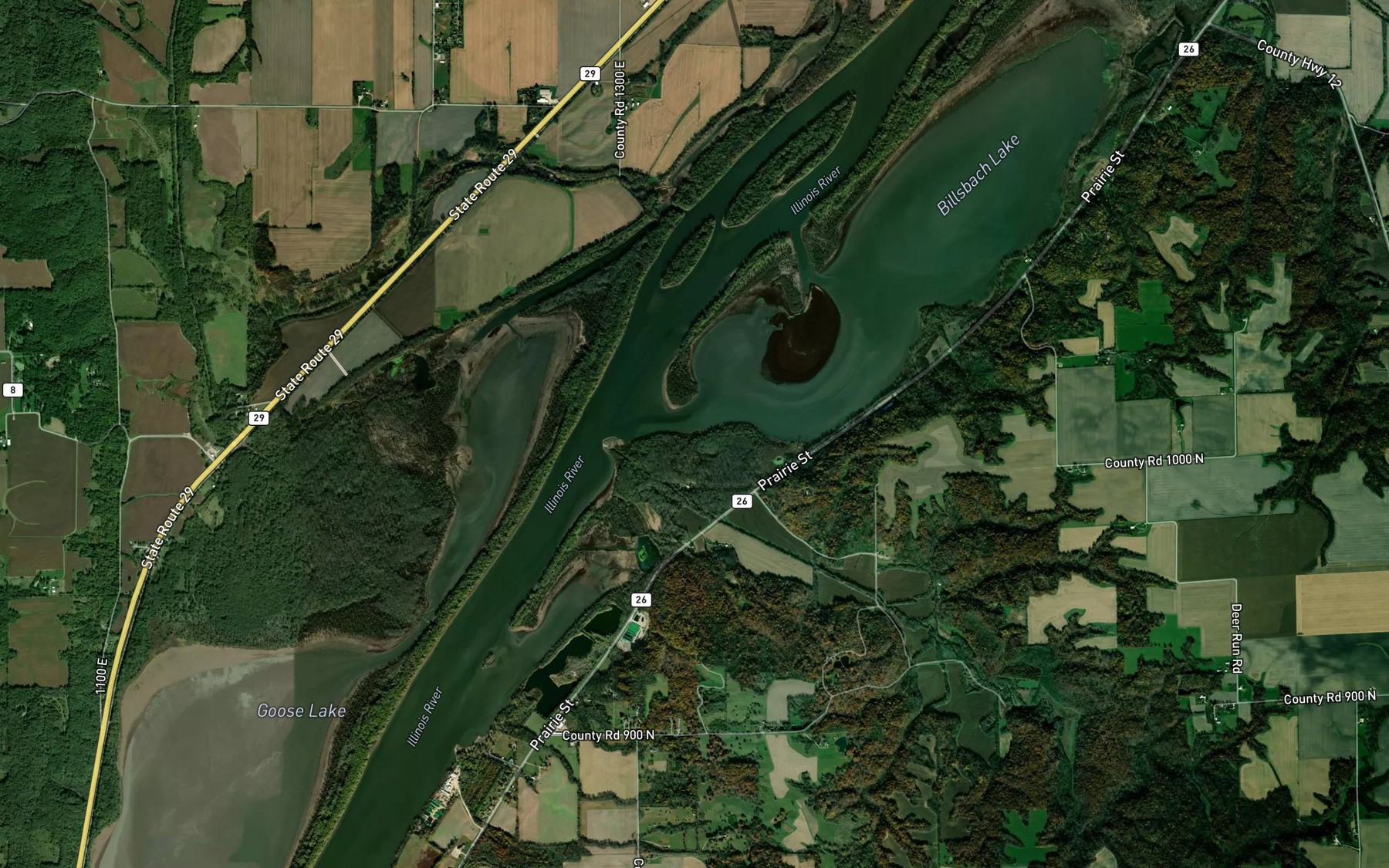 Satellite map of the Brown Run
