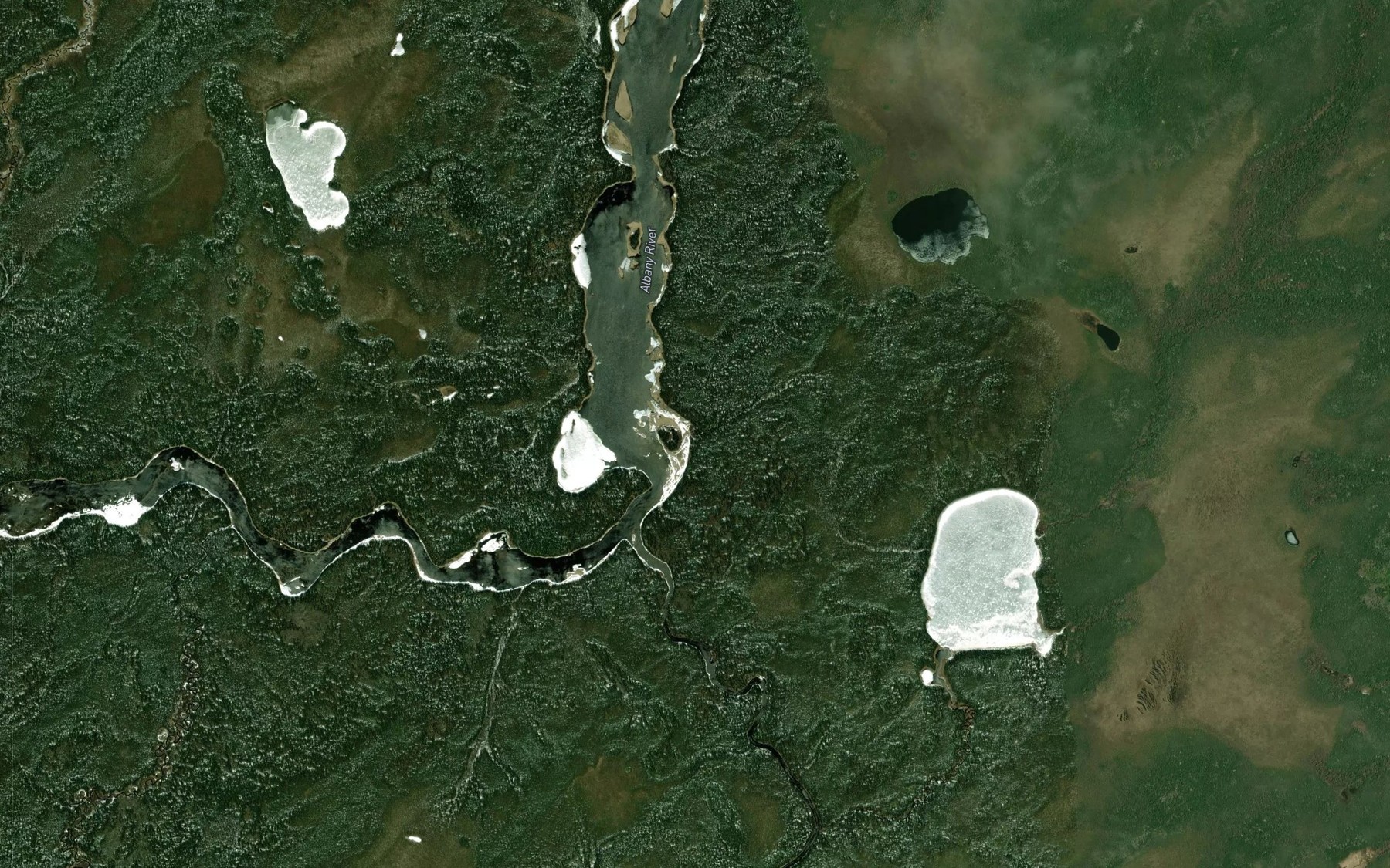 Satellite map of the Misehkow River