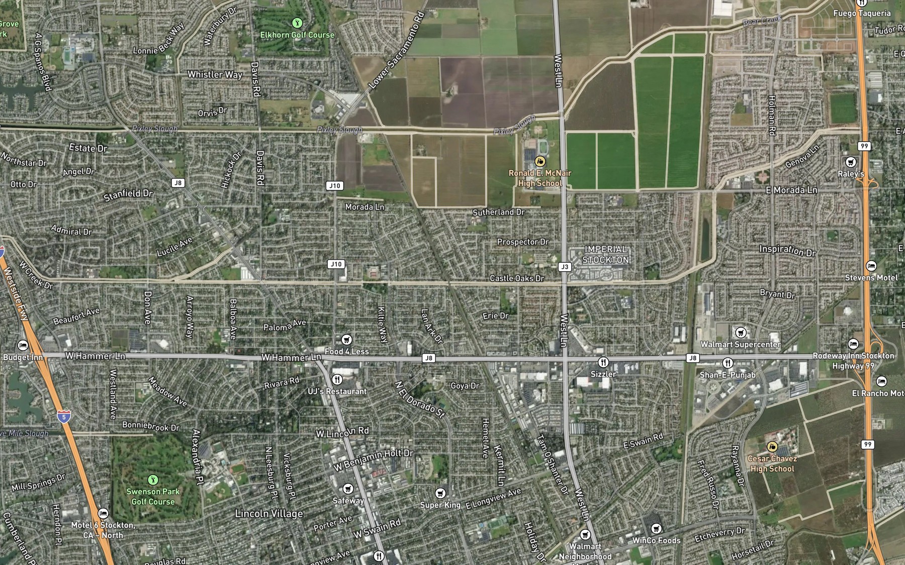 Satellite map of the Mosher Creek