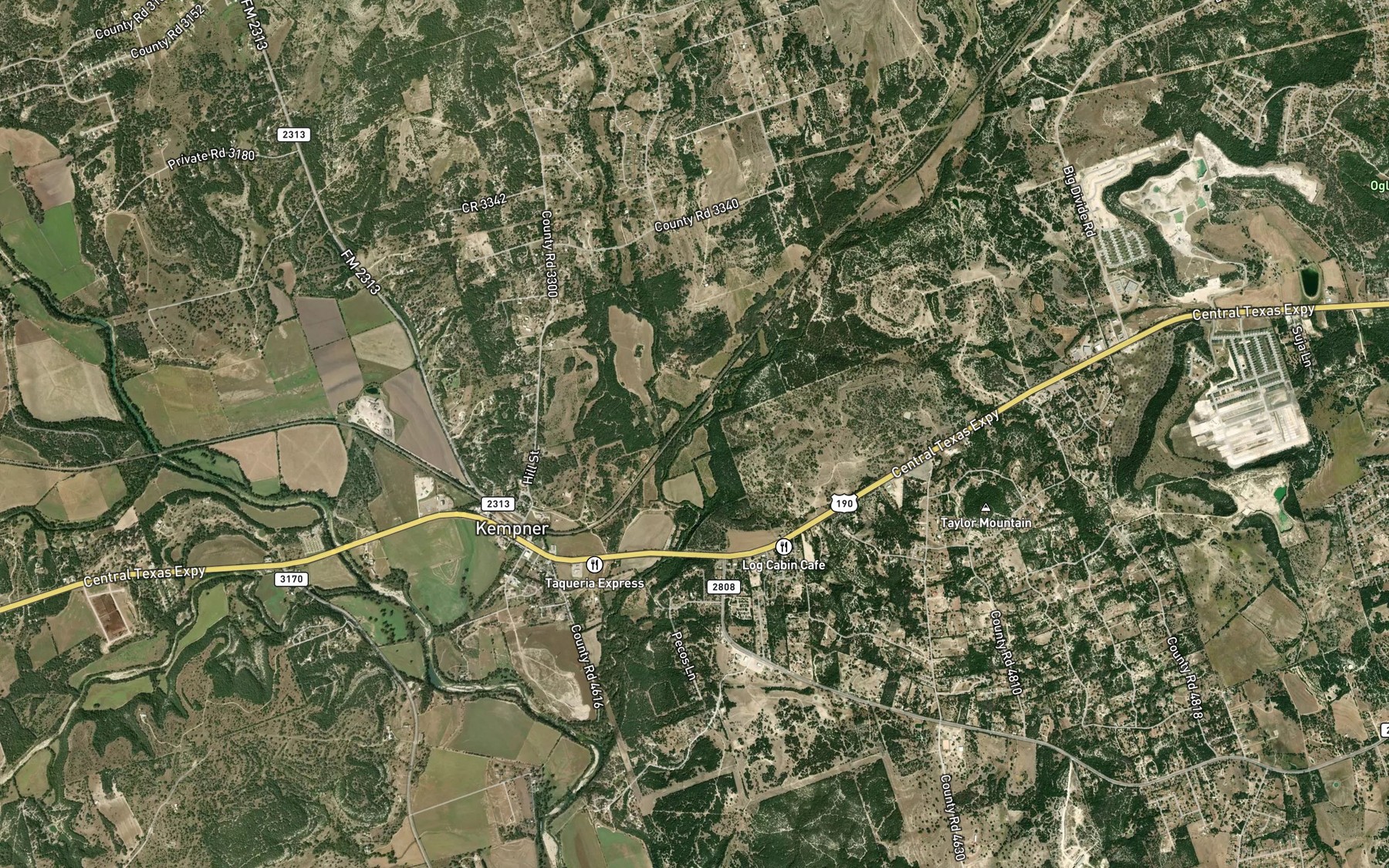 Satellite map of the Binnion Creek