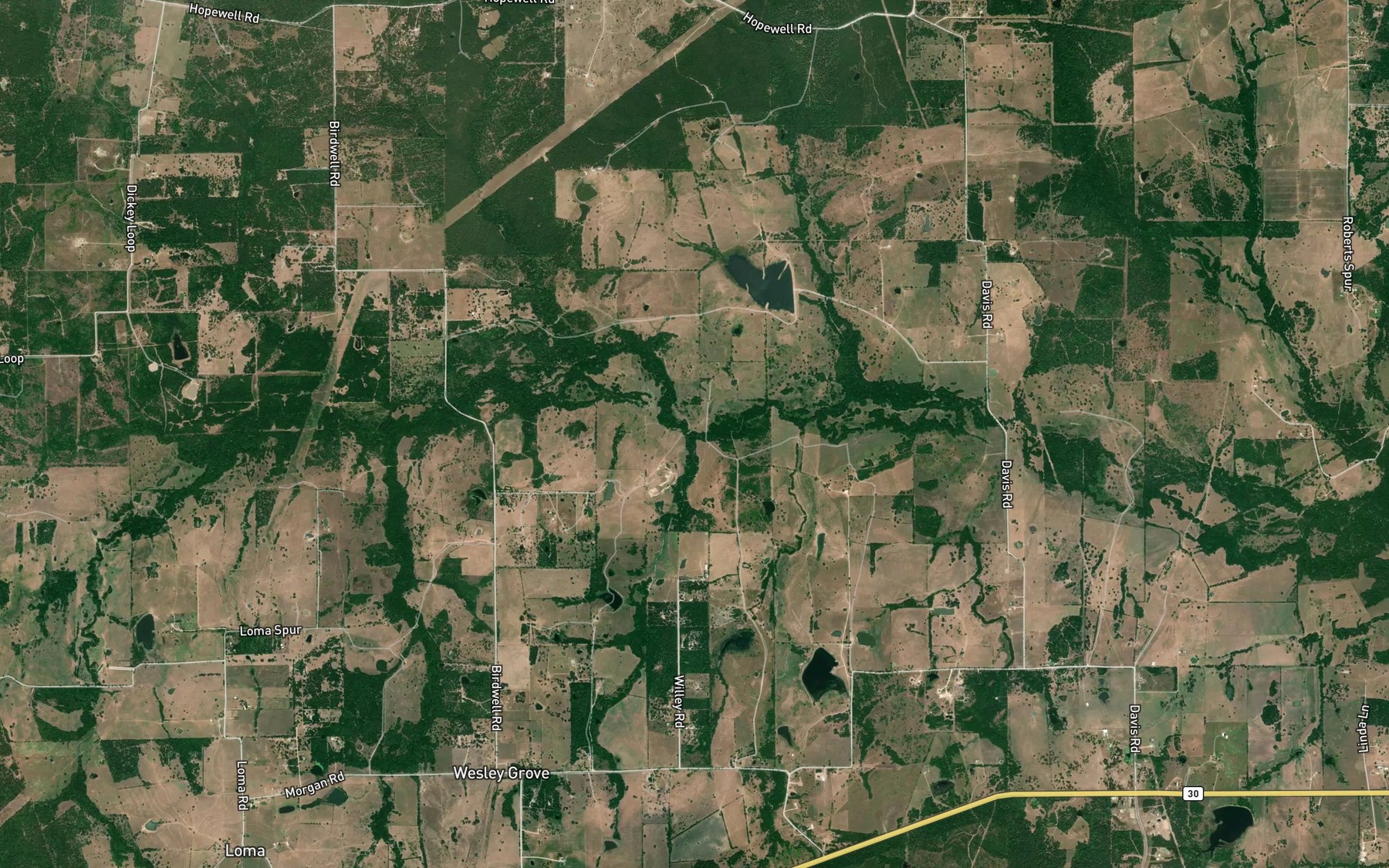 Satellite map of the Cedar Creek