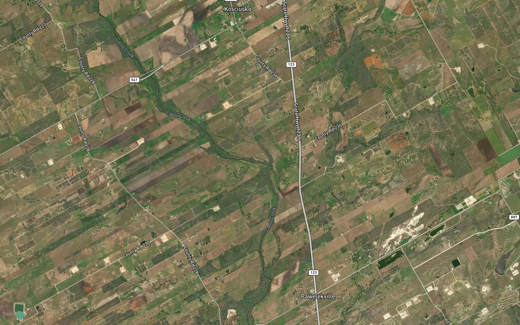 Satellite map of the Pulaski Creek