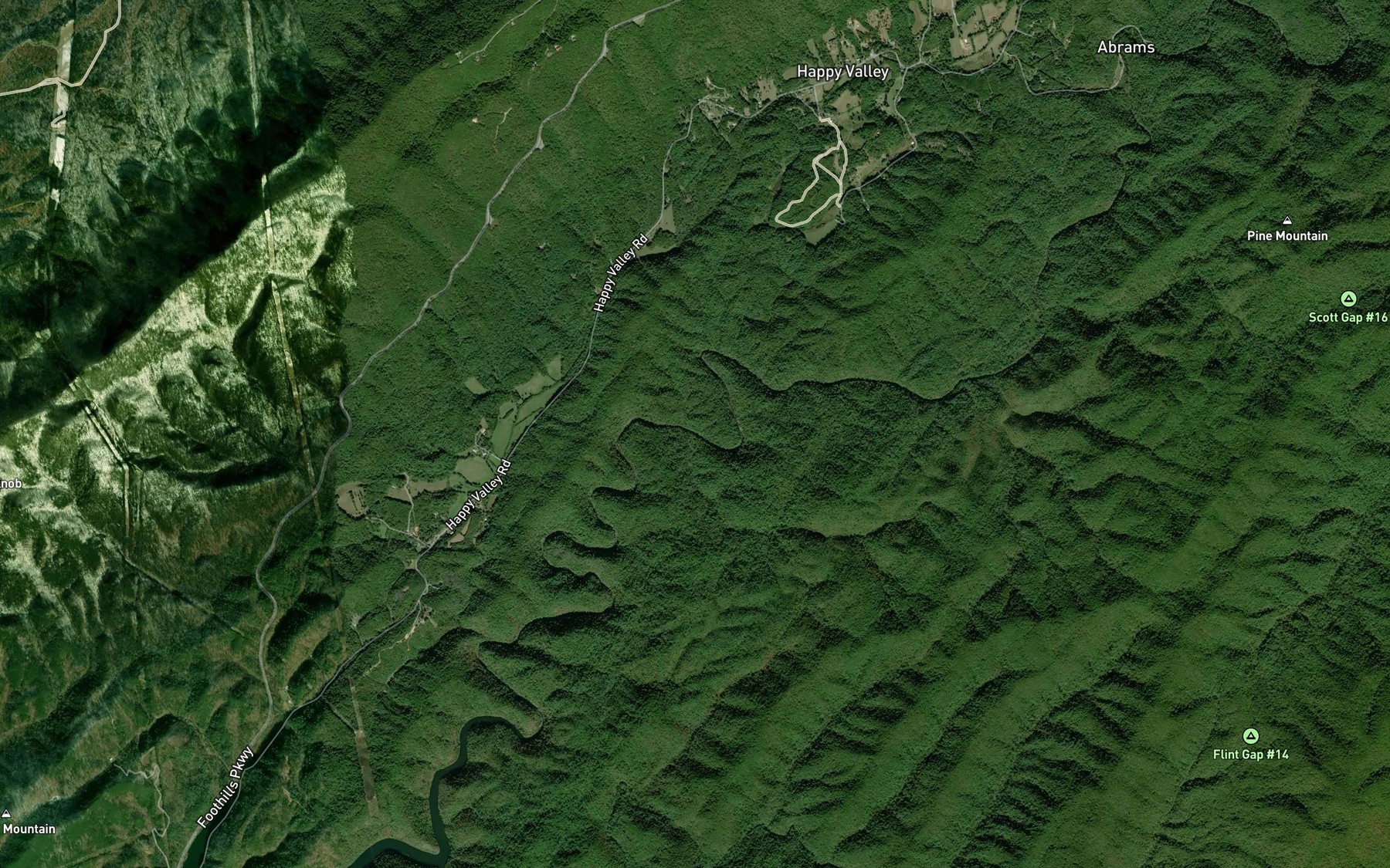 Satellite map of the Shootly Branch