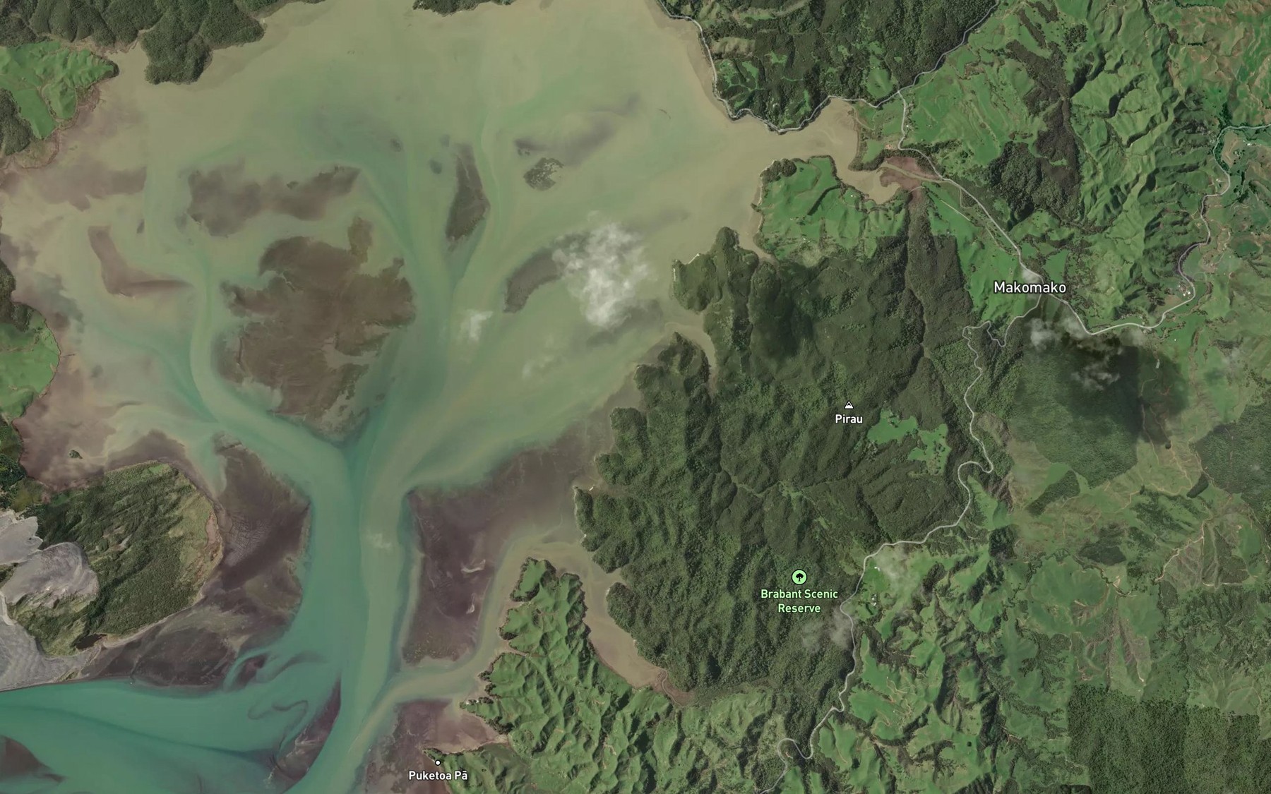 Satellite map of the Te Kopua Stream
