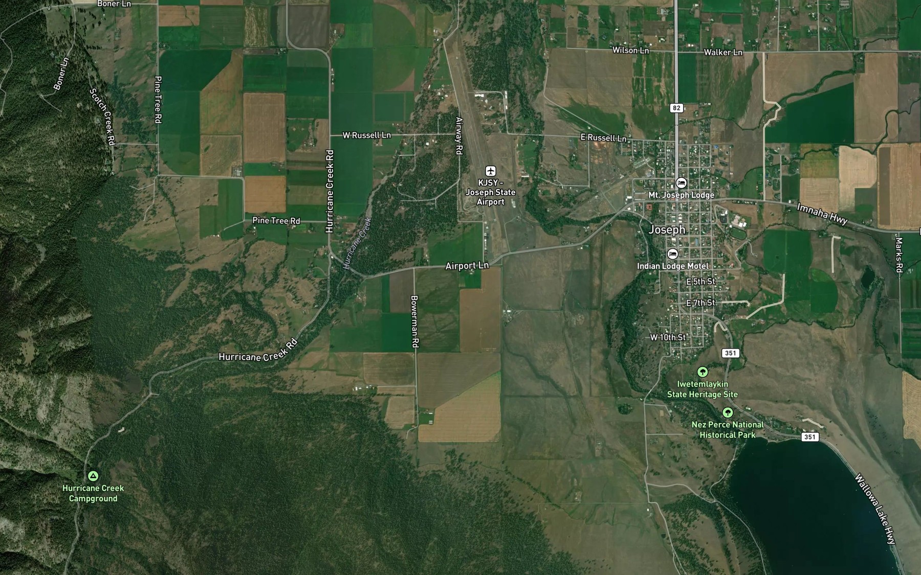 Satellite map of the Newby Creek