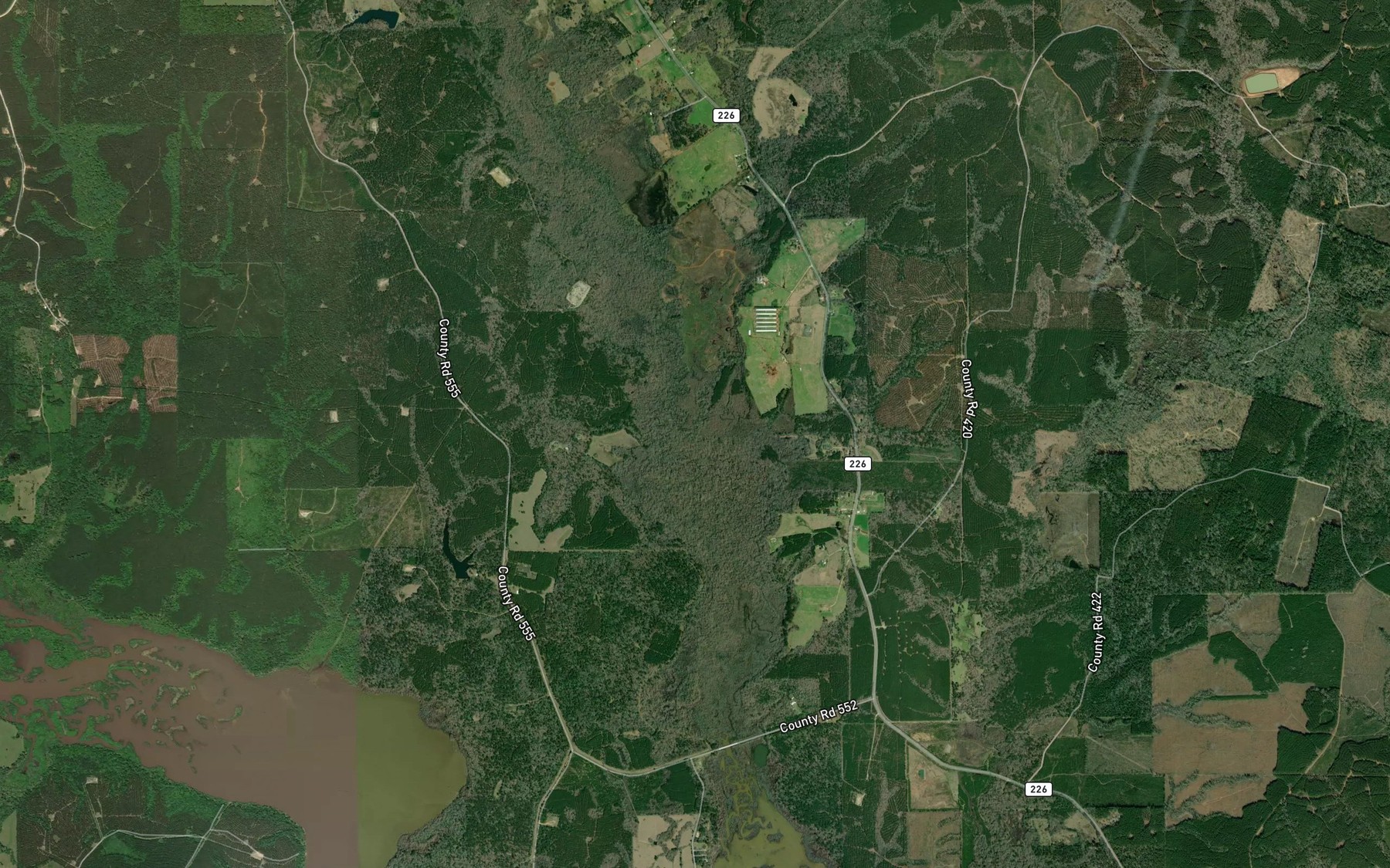 Satellite map of the Puenta Suelas Creek