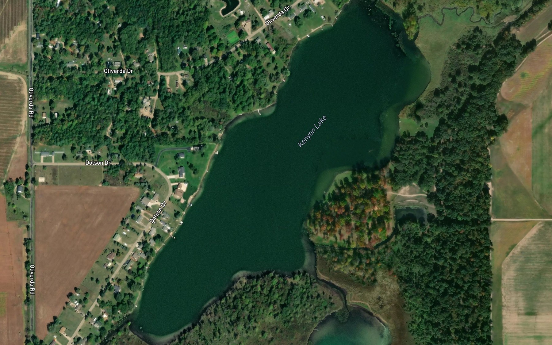 Satellite map of the Kenyon Lake