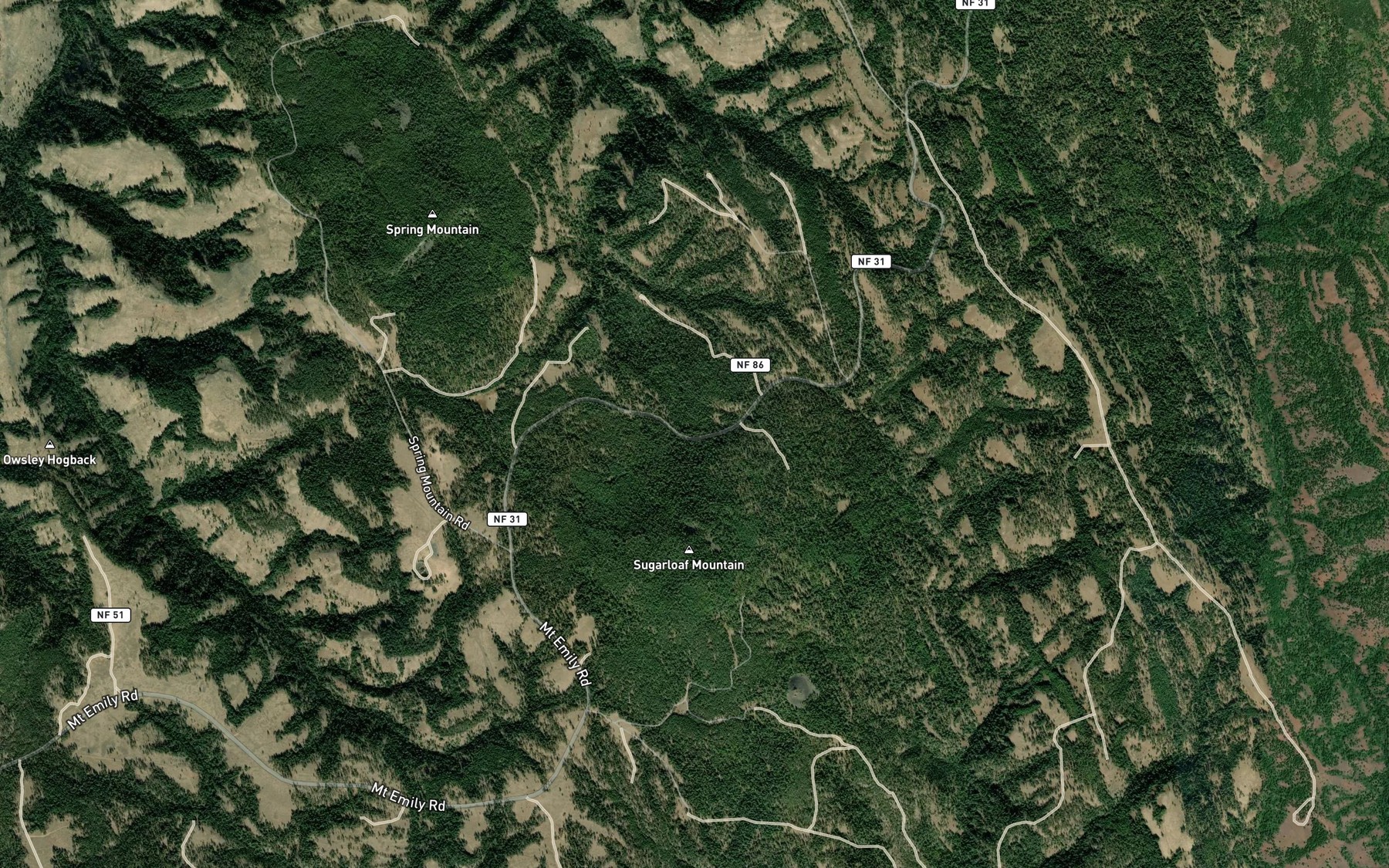 Satellite map of the Daniel Spring