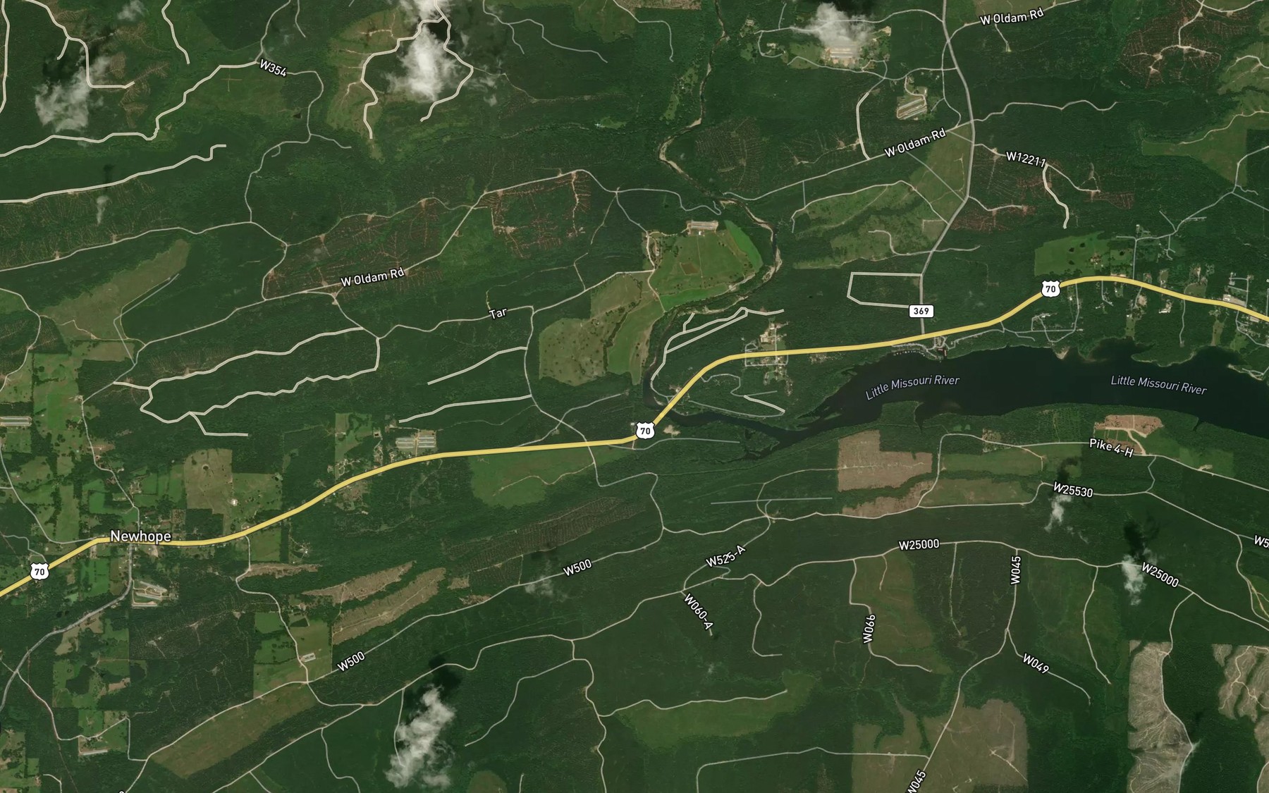 Satellite map of the White Oak Creek