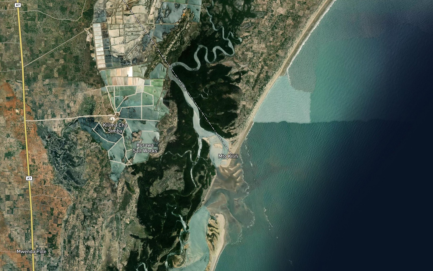 Satellite map of the Mto Kilifi