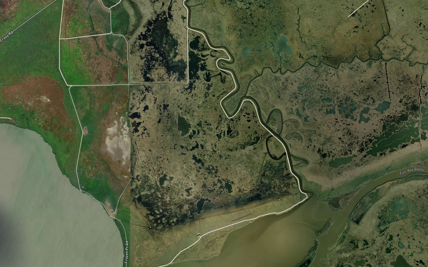 Satellite map of the Lone Tree Bayou