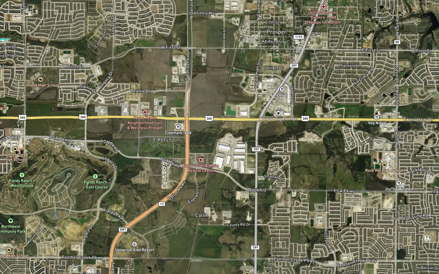 Satellite map of the Caldwell Lake