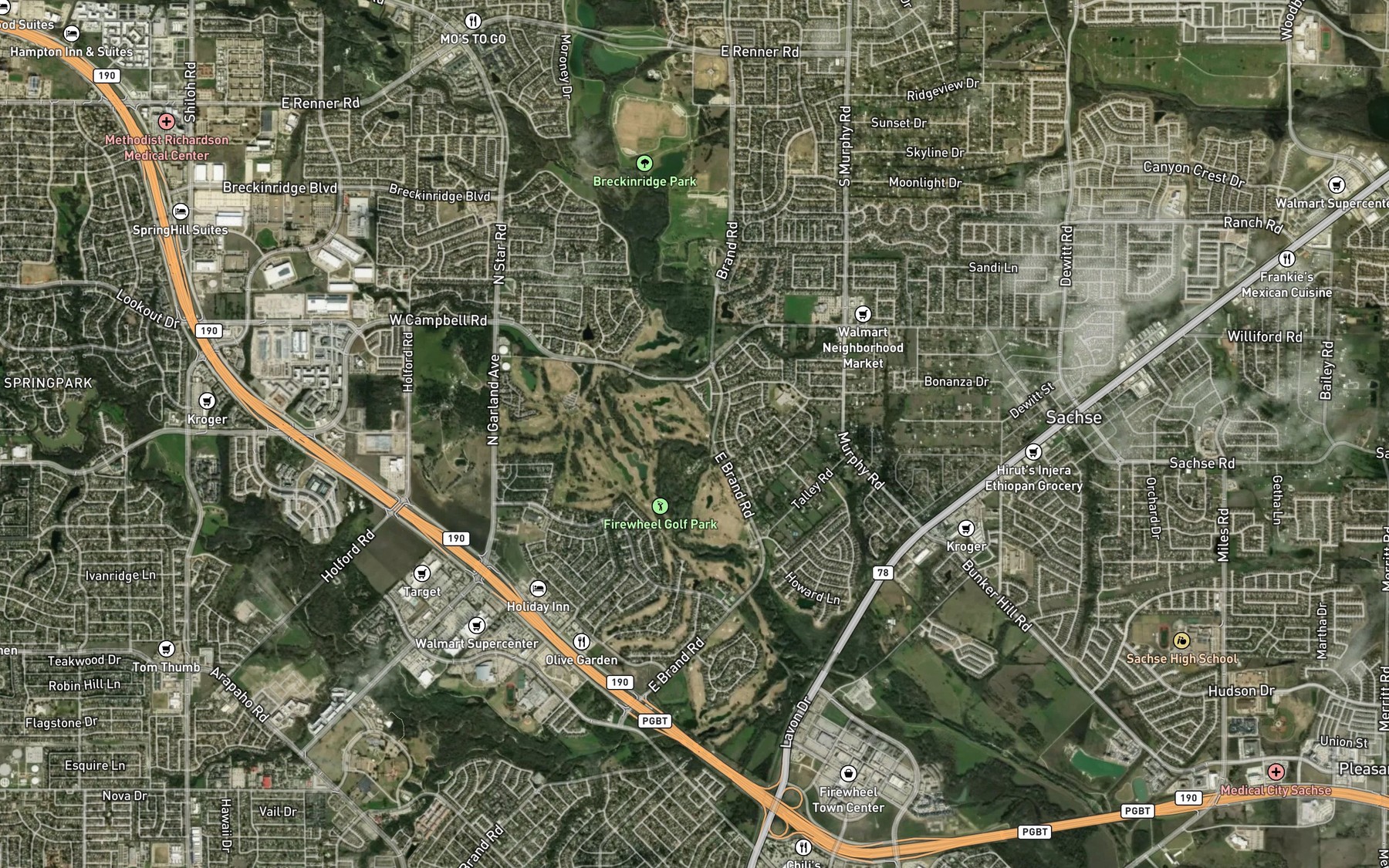 Satellite map of the Spring Creek Springs