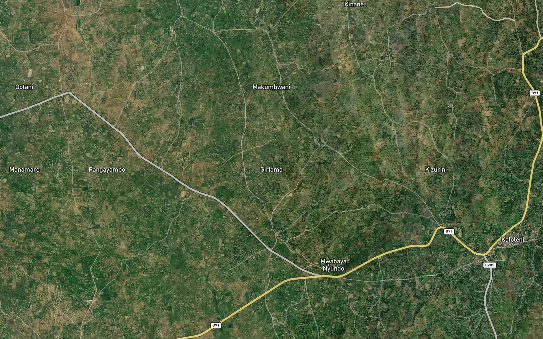 Satellite map of the Makumbwani Dam