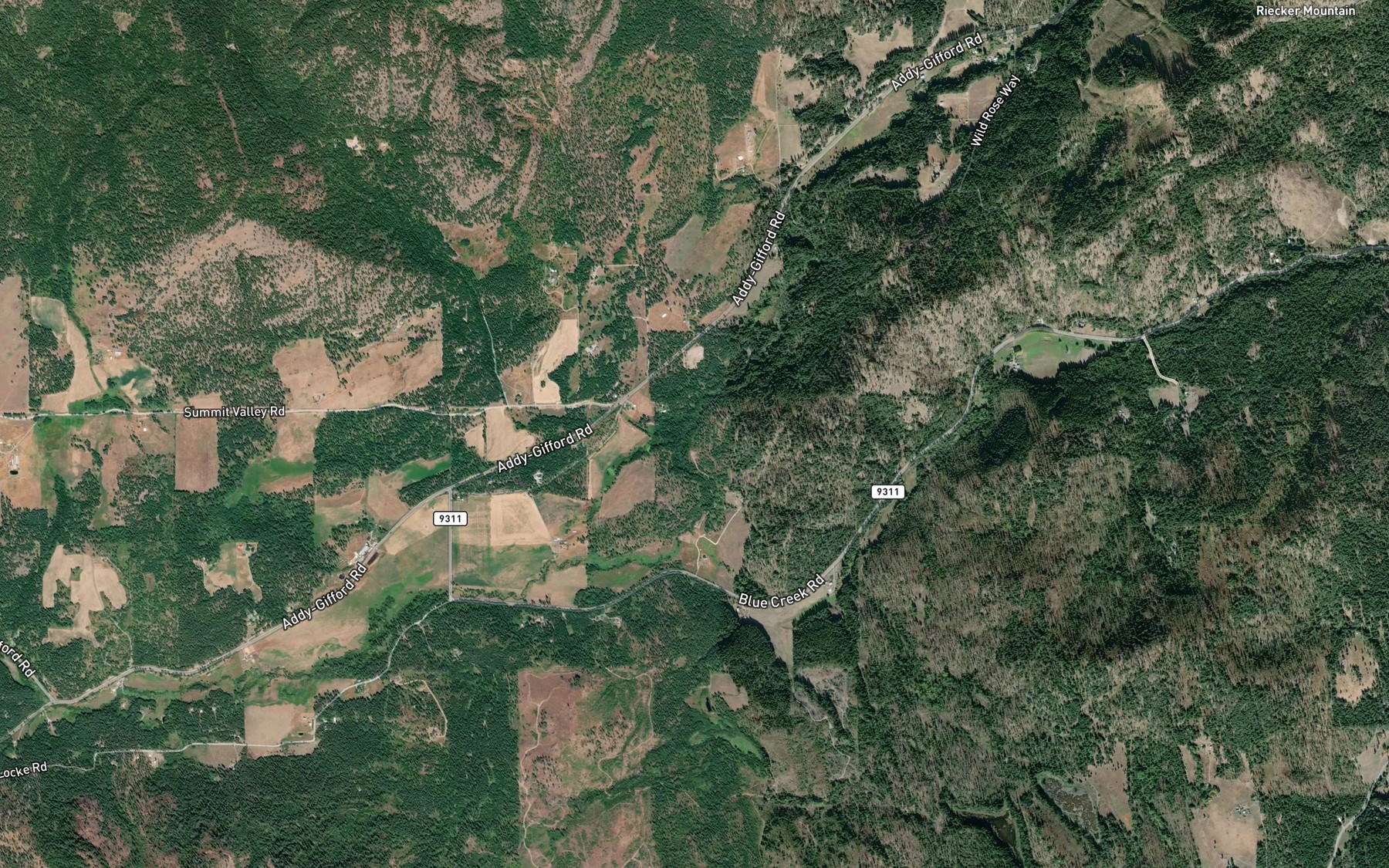 Satellite map of the Cassner Creek