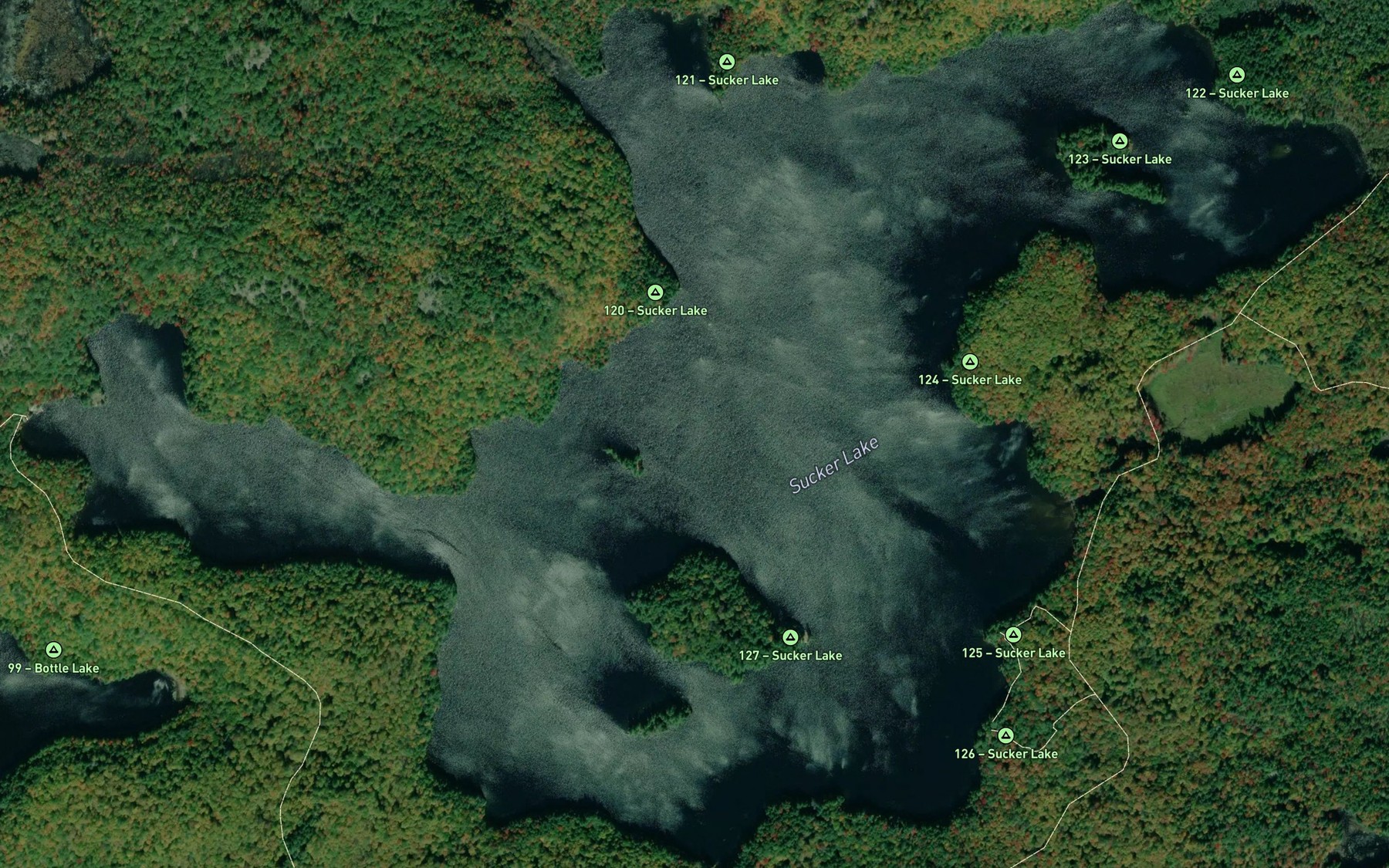 Satellite map of the Sucker Lake