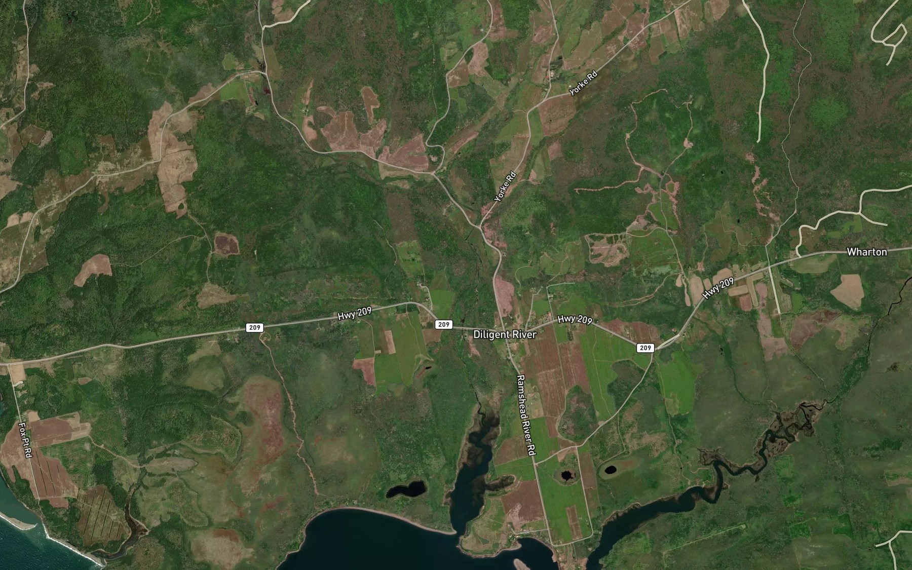 Satellite map of the Glasgow Brook