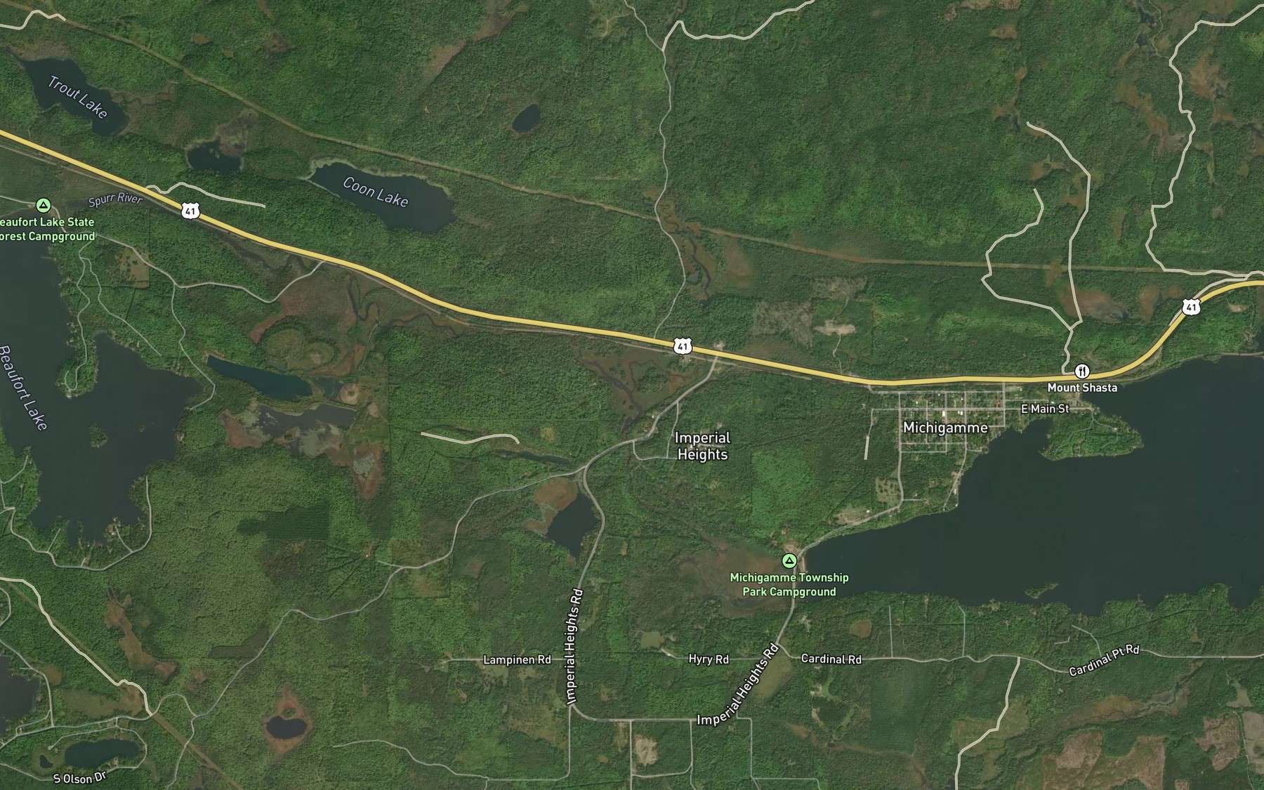 Satellite map of the Nelligan Creek