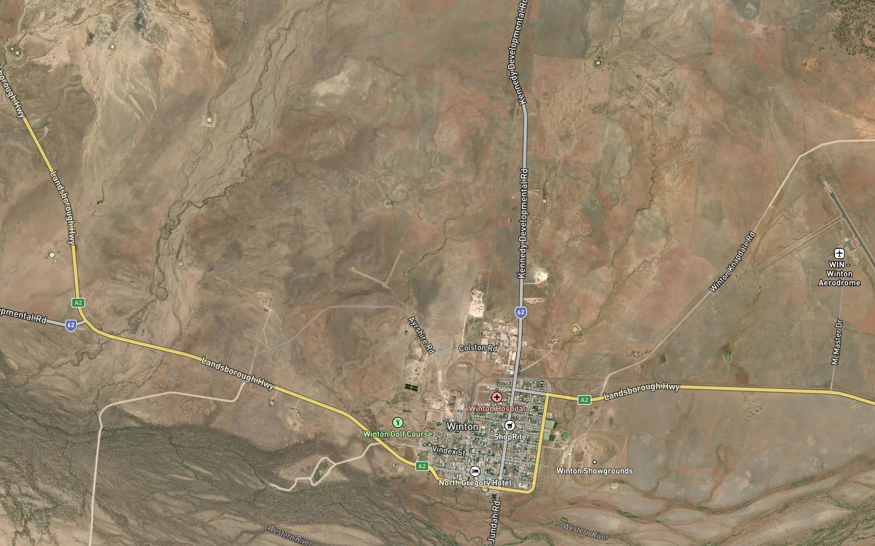 Satellite map of the Mistake Creek