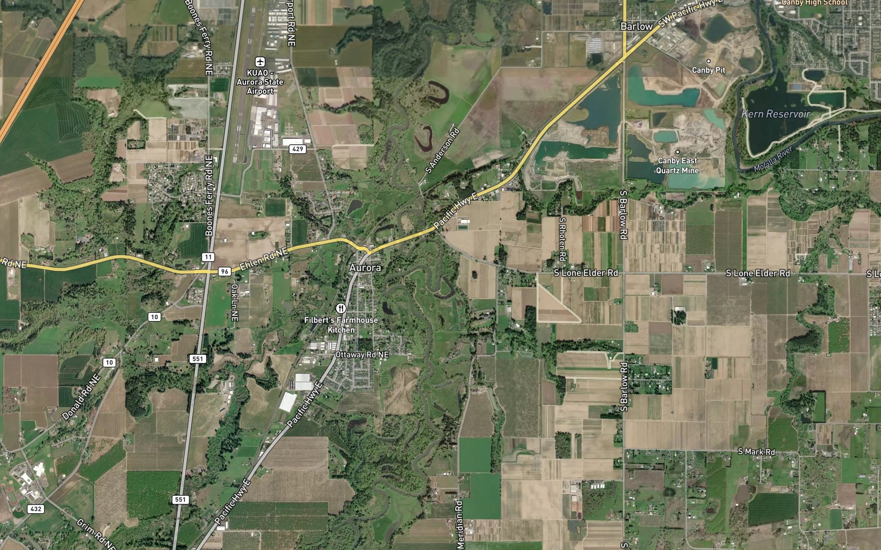 Satellite map of the Bachert Creek