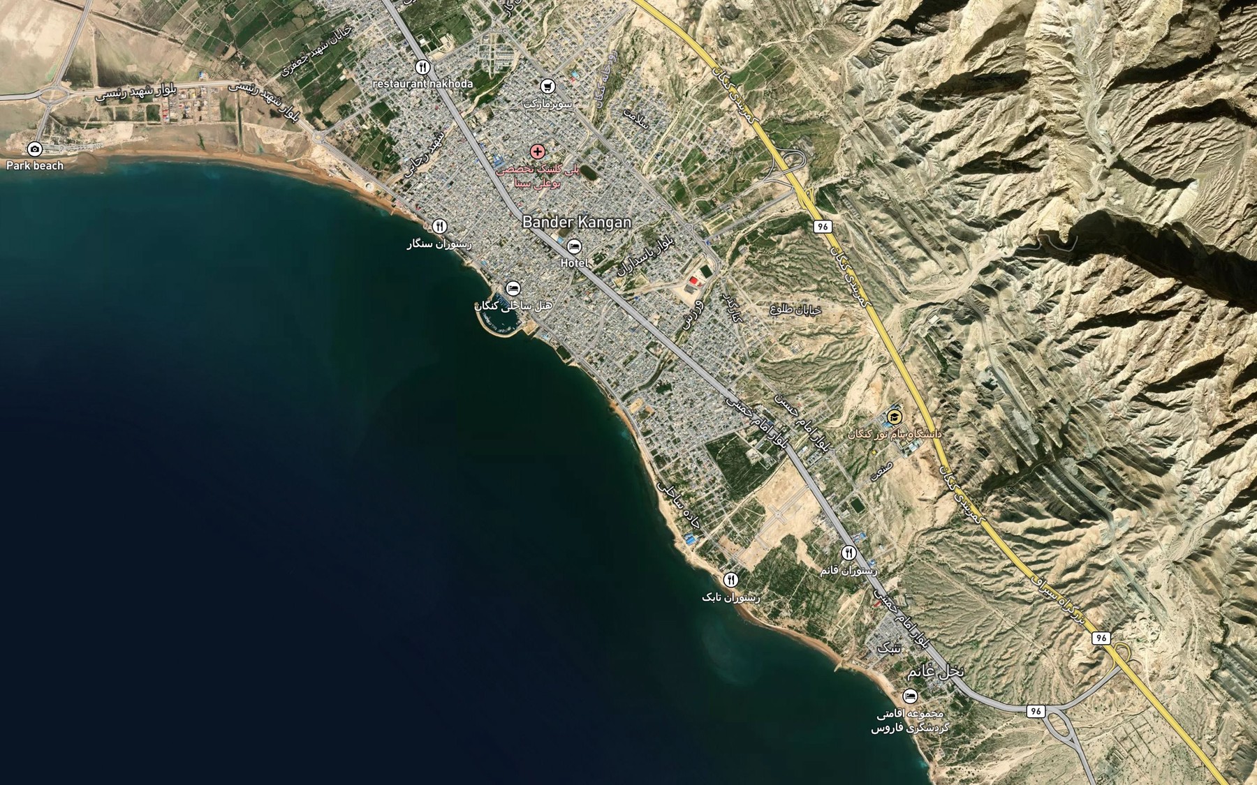 Satellite map of the Khowr-e `Abd ol Khalaf