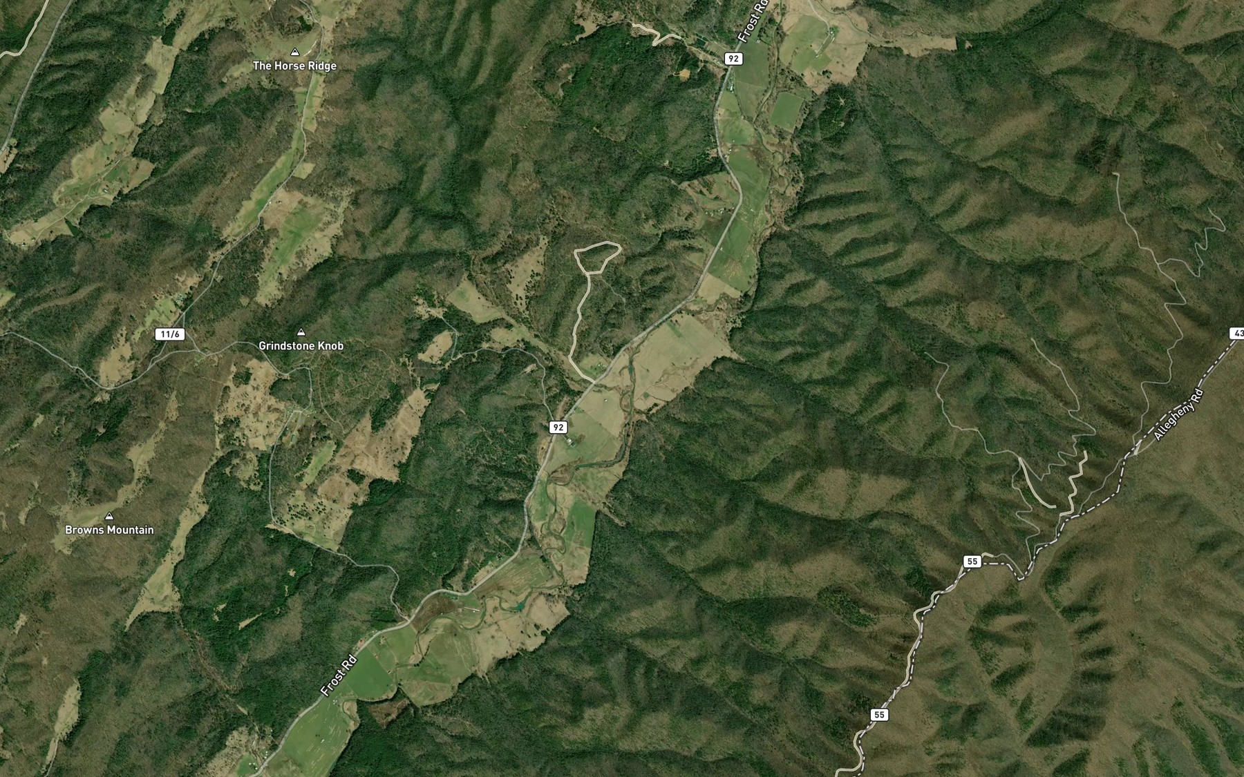 Satellite map of the Guy Run