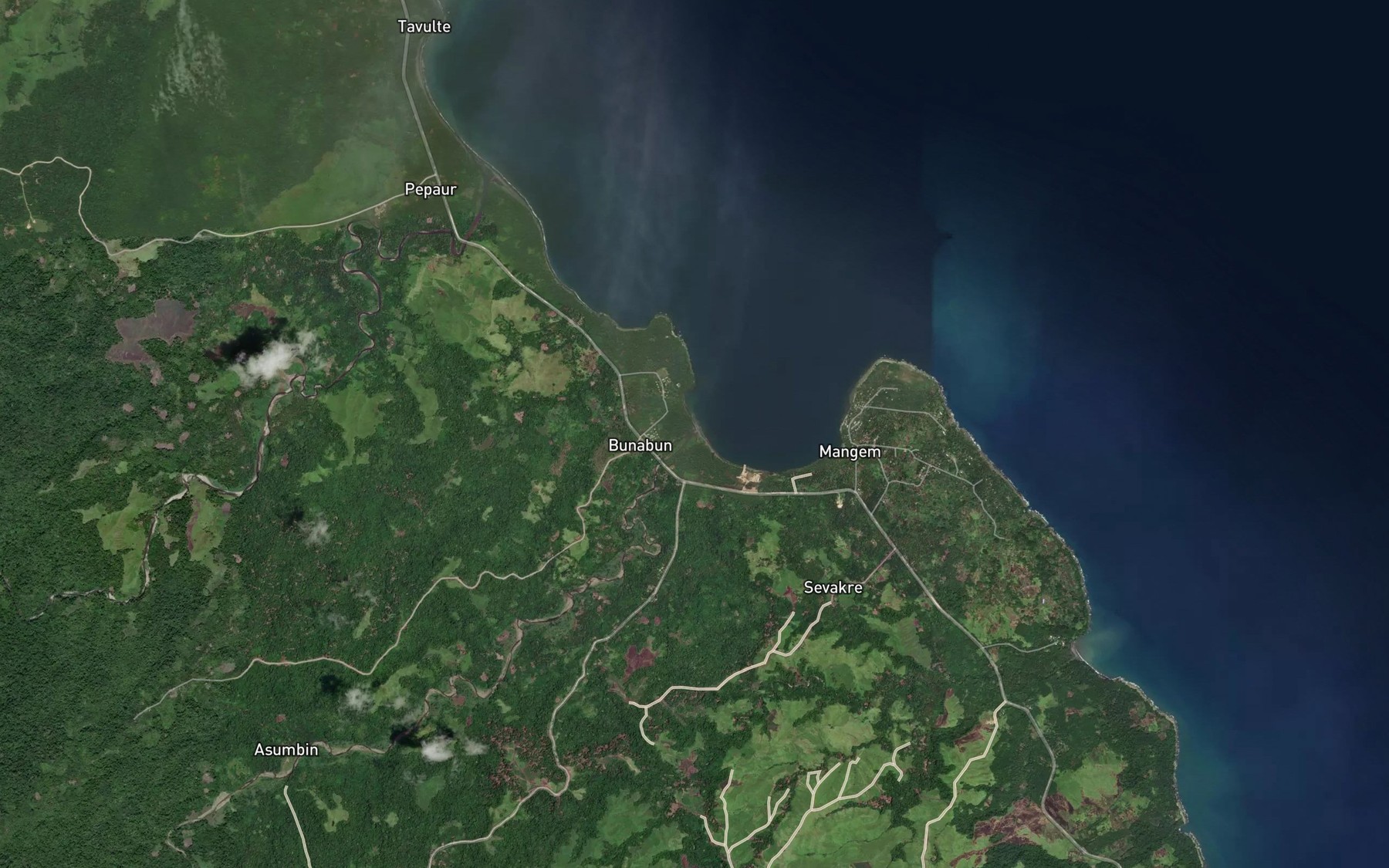 Satellite map of the Mangen River