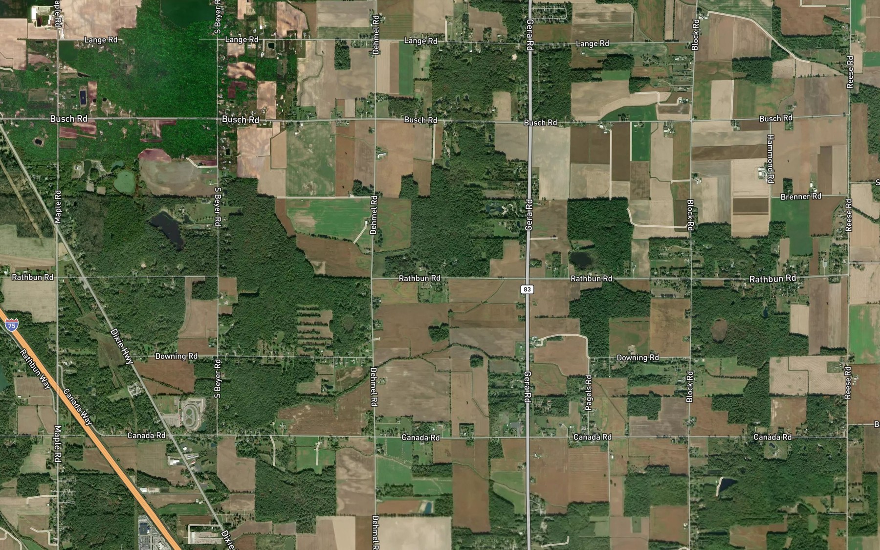 Satellite map of the Kemp Drain