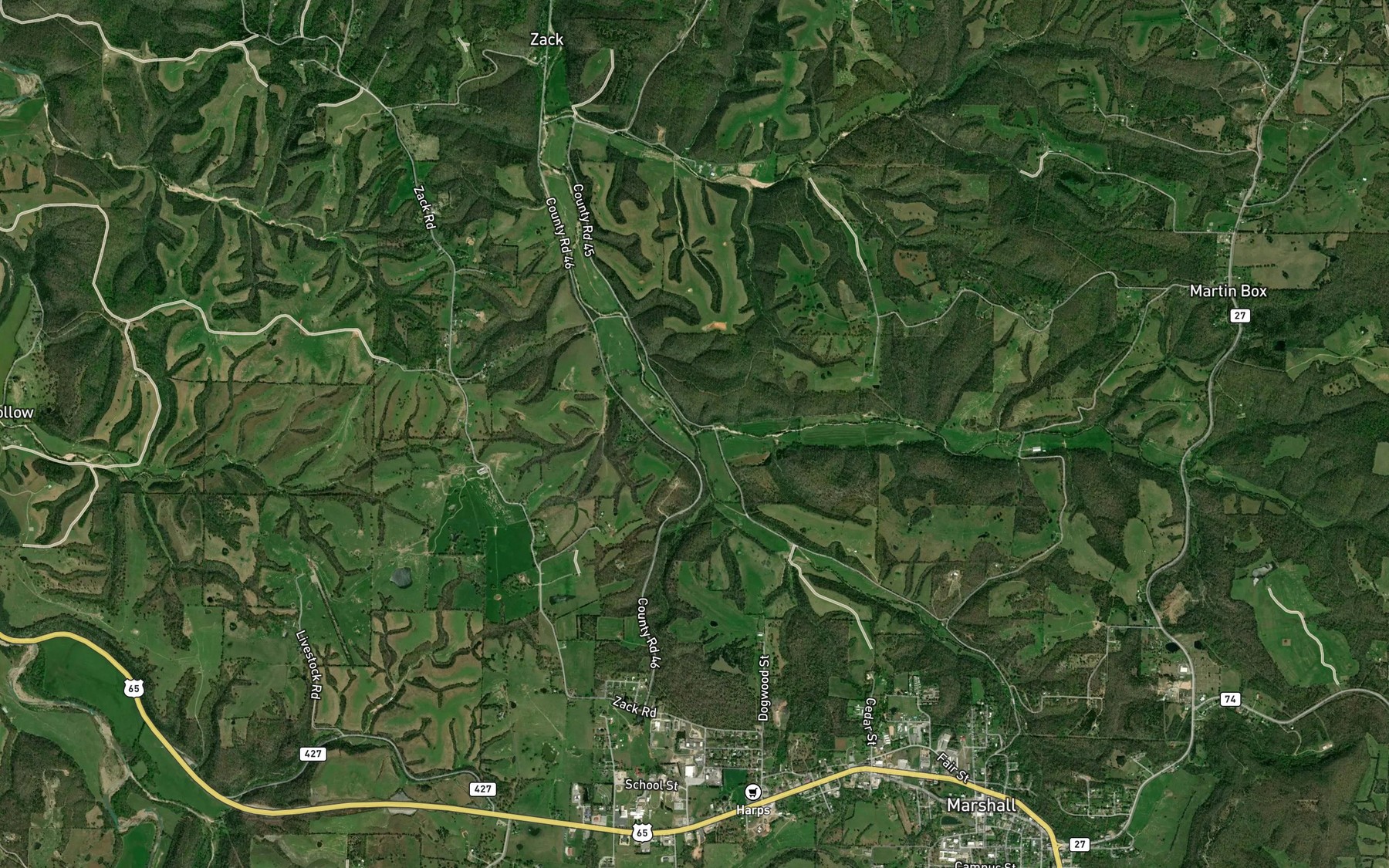 Satellite map of the Beaver Creek