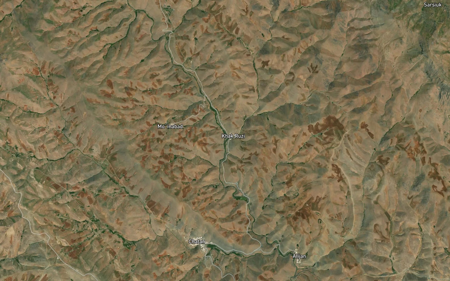 Satellite map of the Cham-e Qalvazeh