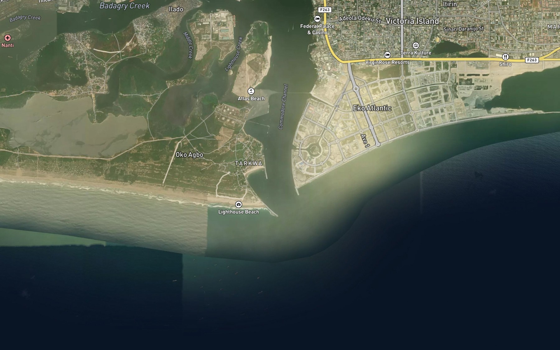 Satellite map of the Eastern Spit