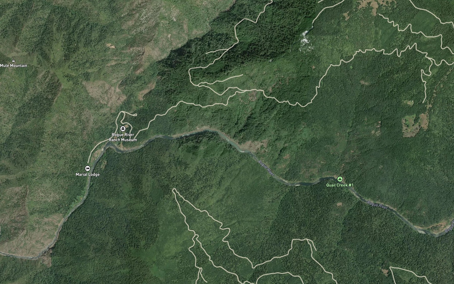 Satellite map of the Paradise Creek