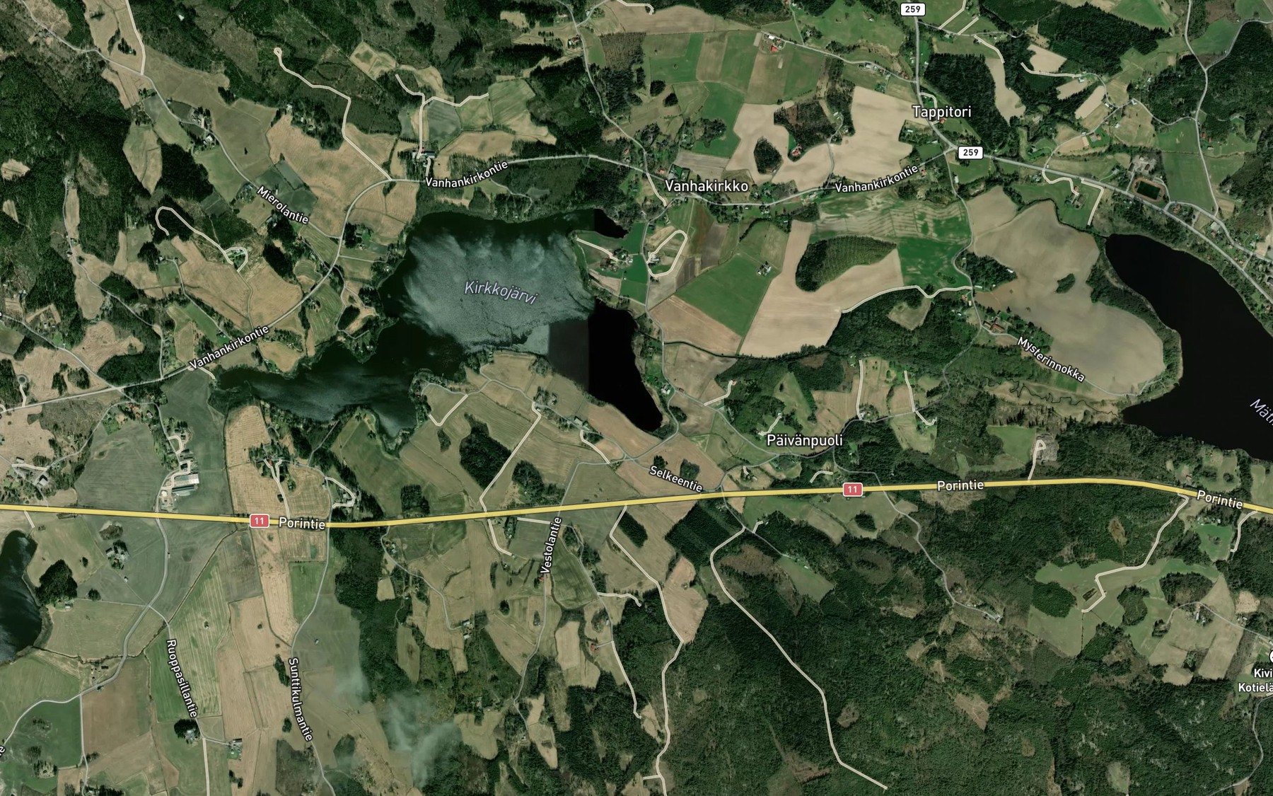 Satellite map of the Hanhilahti