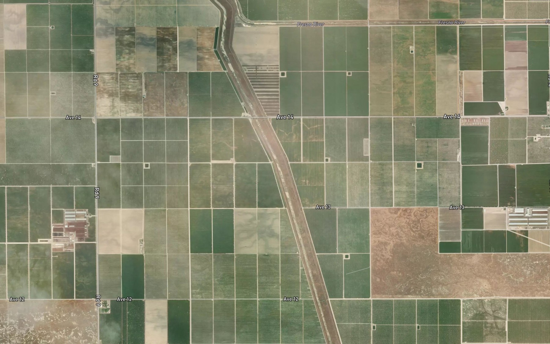 Satellite map of the Chowchilla Canal
