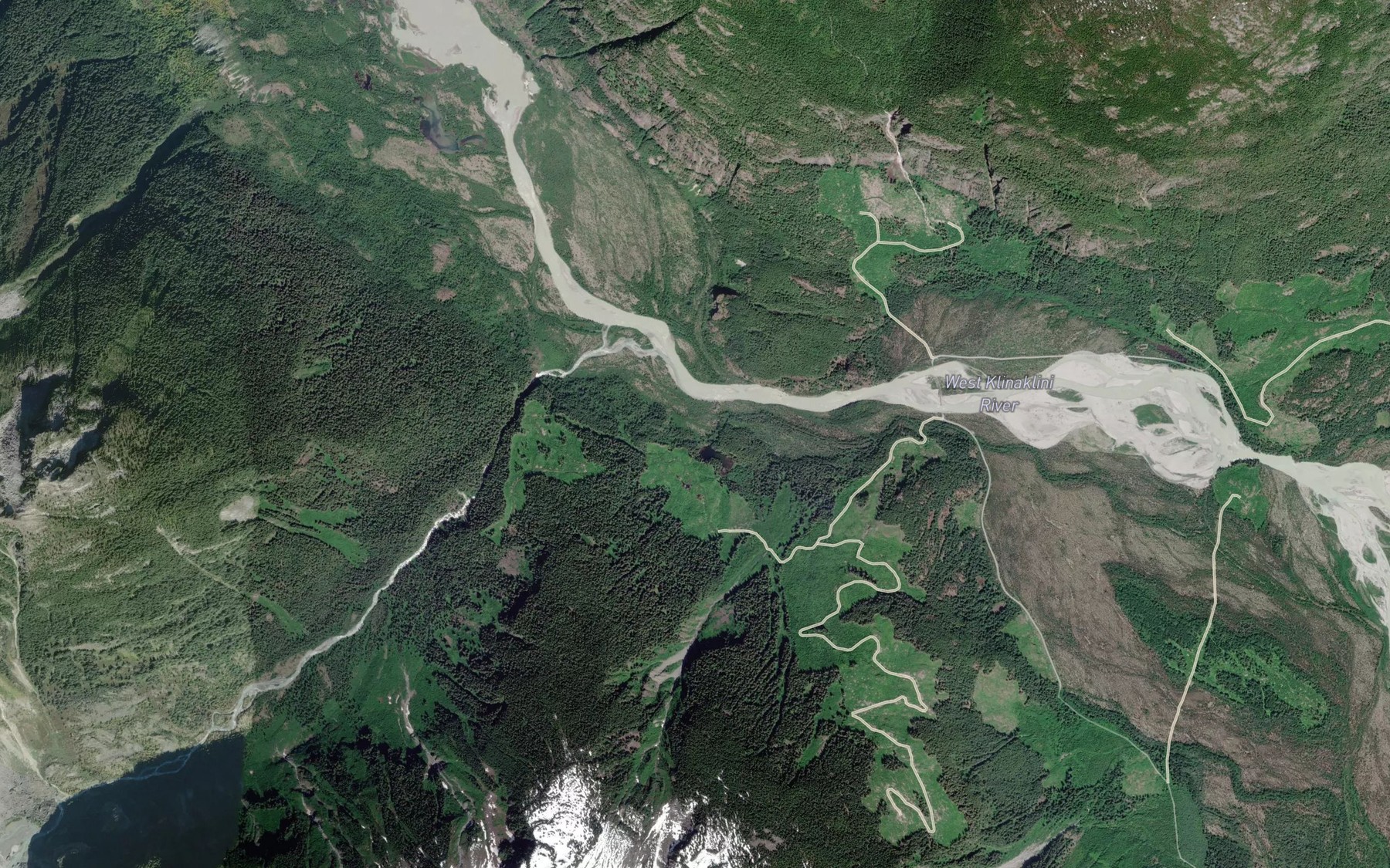 Satellite map of the Tumult Creek