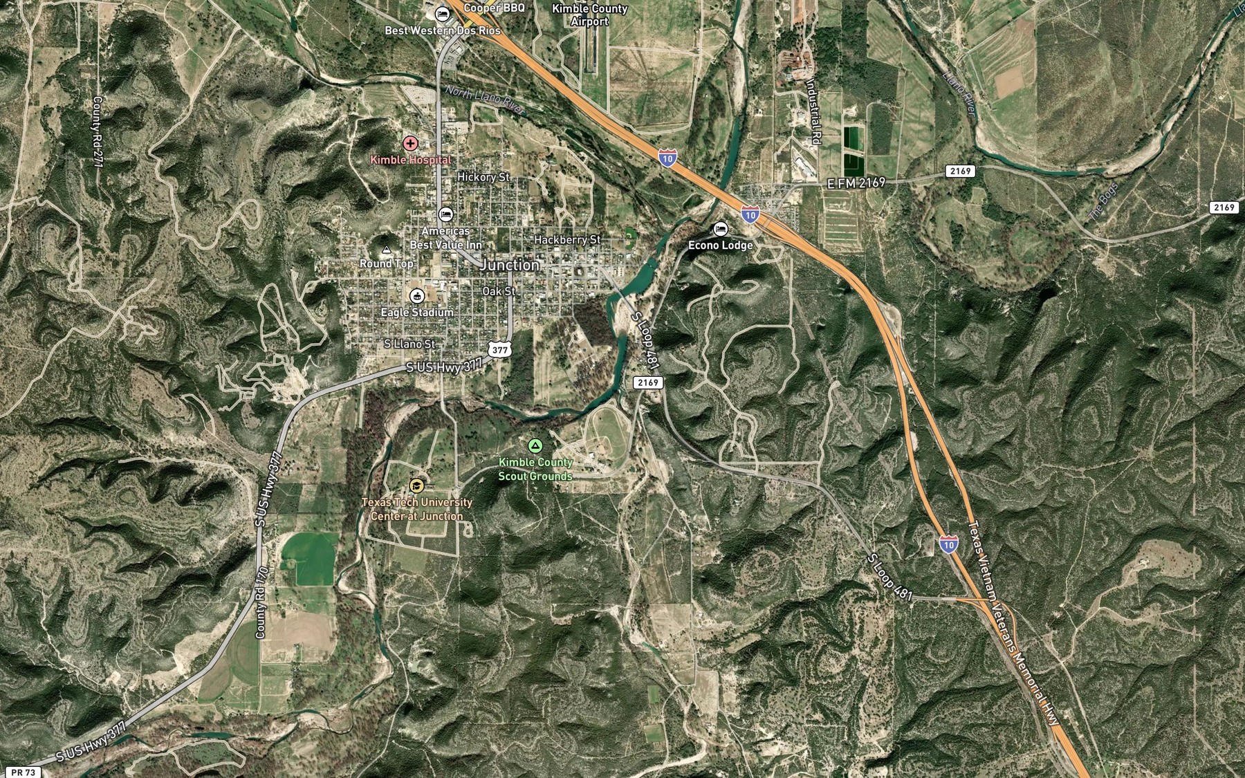 Satellite map of the Cedar Creek