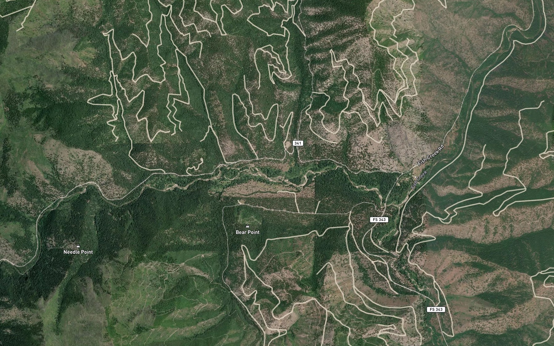 Satellite map of the Bear Creek