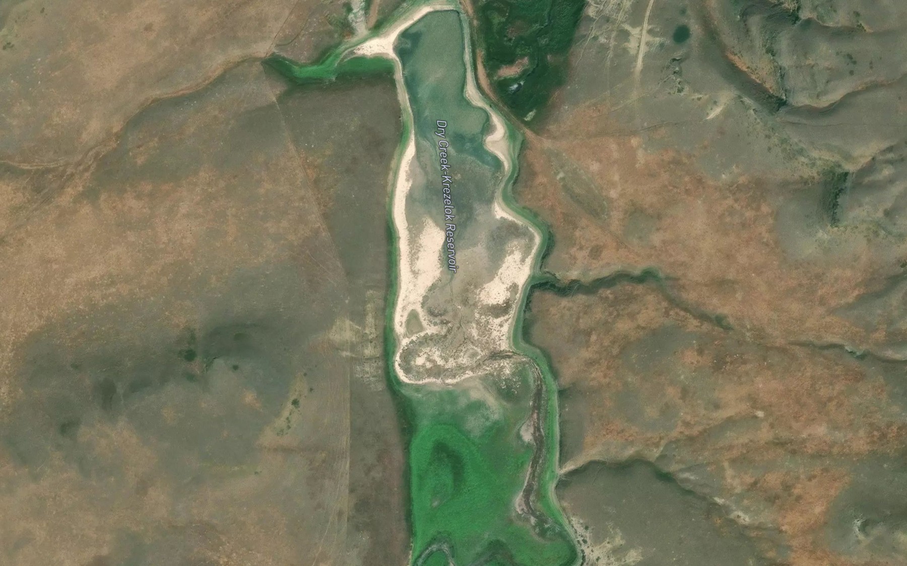 Satellite map of the Dry Creek-Krezelok Reservoir