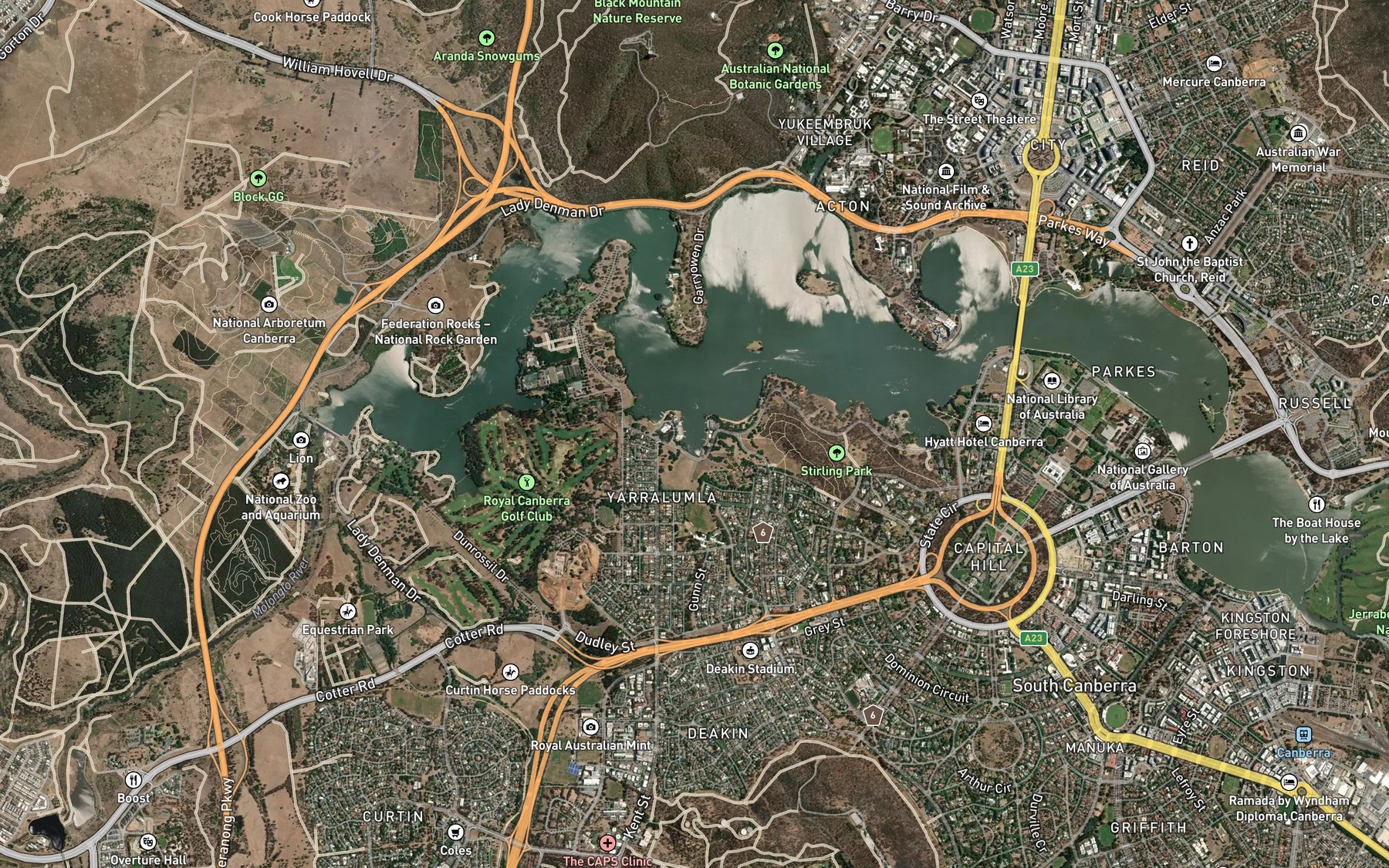 Satellite map of the Yarralumla Bay