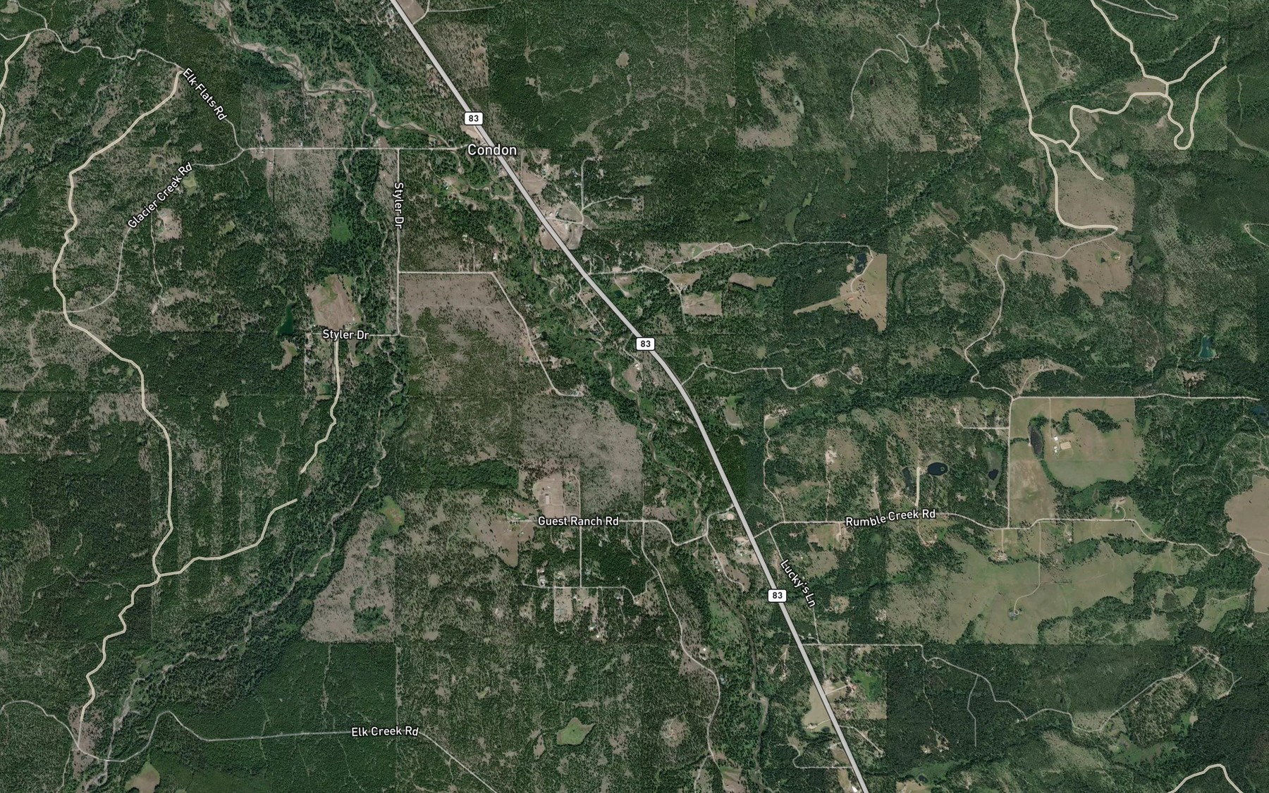 Satellite map of the Rumble Creek