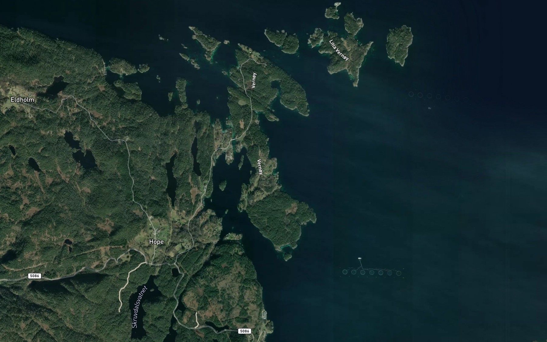 Satellite map of the Naustvika